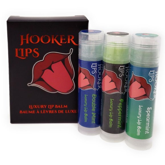 Hooker Lips Luxury Lip Balm Peppermint, Double Mint & Spearmint Variety 3 Pack - Picture 1 of 3